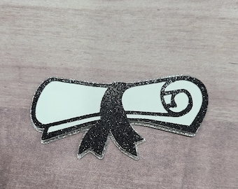 Custom Graduation Diploma mum die cut / glitter cutout for Homecoming Mum centerpiece, scrapbook diecut