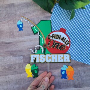 Ofishally One Cake Topper: Personalized Fishing 1st Birthday