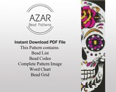 Sugar Skull 2 Loom Pattern Skull Goth Bracelet Pattern Colorful Pattern Santa Muerte Skeleton Pendant Halloween Bead Pattern