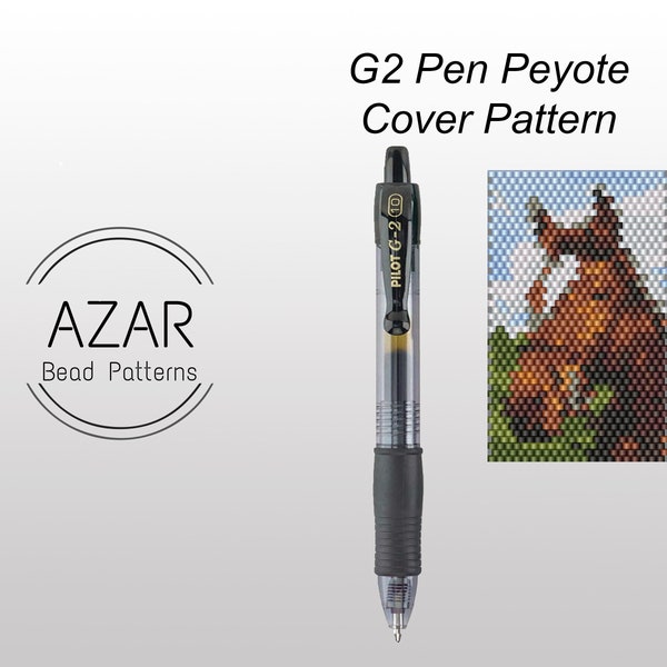 Horse 3 Peyote Pen Cover Pattern | G2 Pen Pilot Bead Pattern | Animal Pen Wrap | Africa Peyote | Wild Horse Pen Bead Pattern | Face Bead Pen