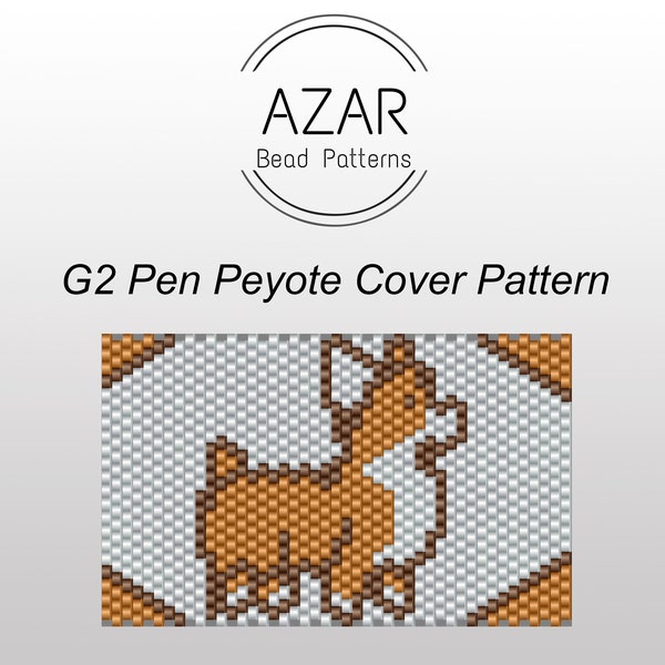 Corgi Peyote Pen Cover Pattern | G2 Pen Pilot Bead Pattern | Animal Pen Wrap | Dog Pen Bead Pattern | Pet Pen Bead | Easy Pen Pattern