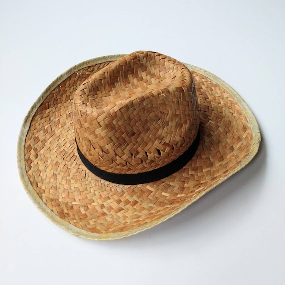 Western Boho Vintage Straw Woven Natural Cowboy C… - image 2