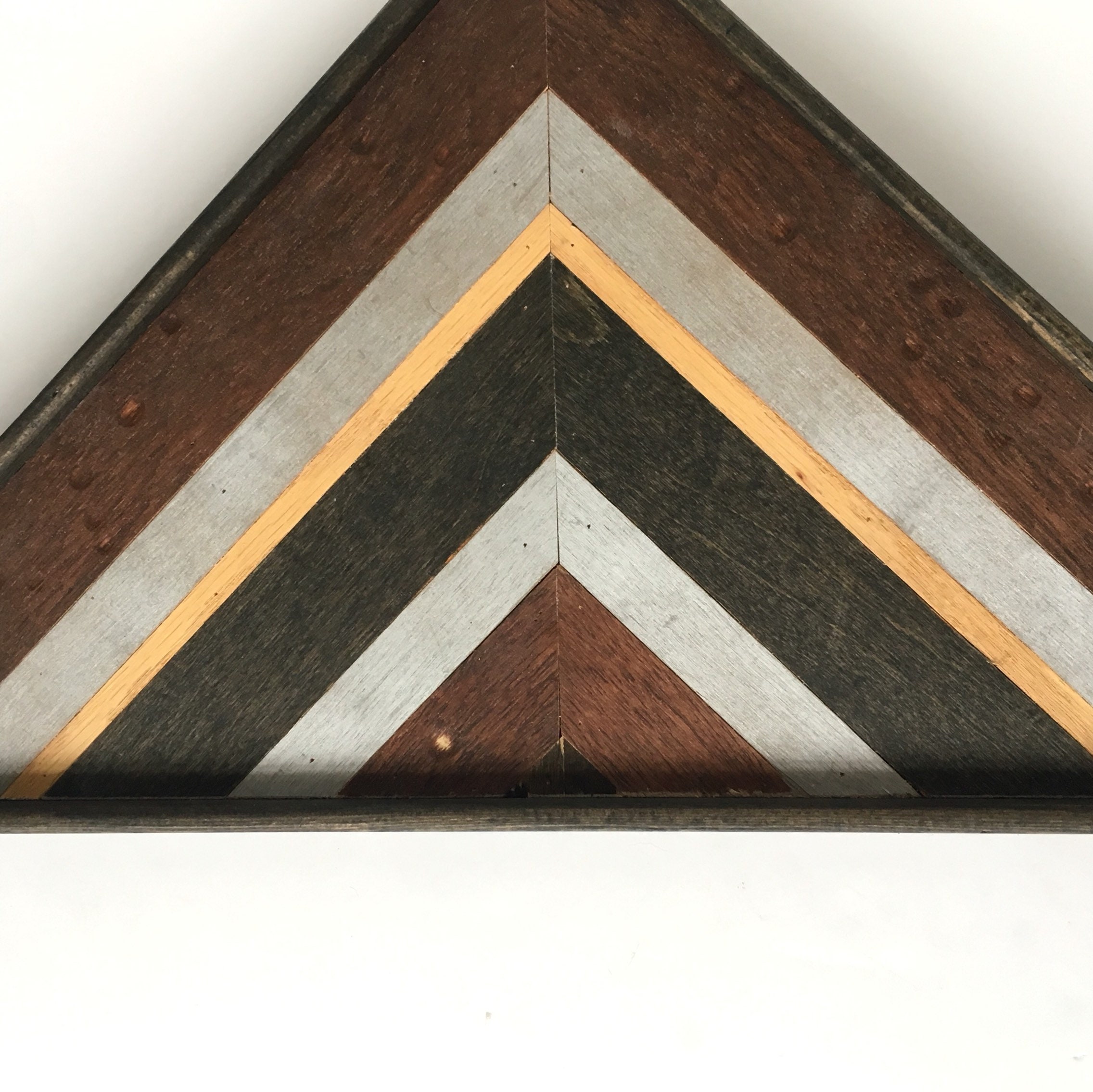 Reclaimed Wooden Geometric Triangle Wall Hanging Art Rustic Boho Etsy