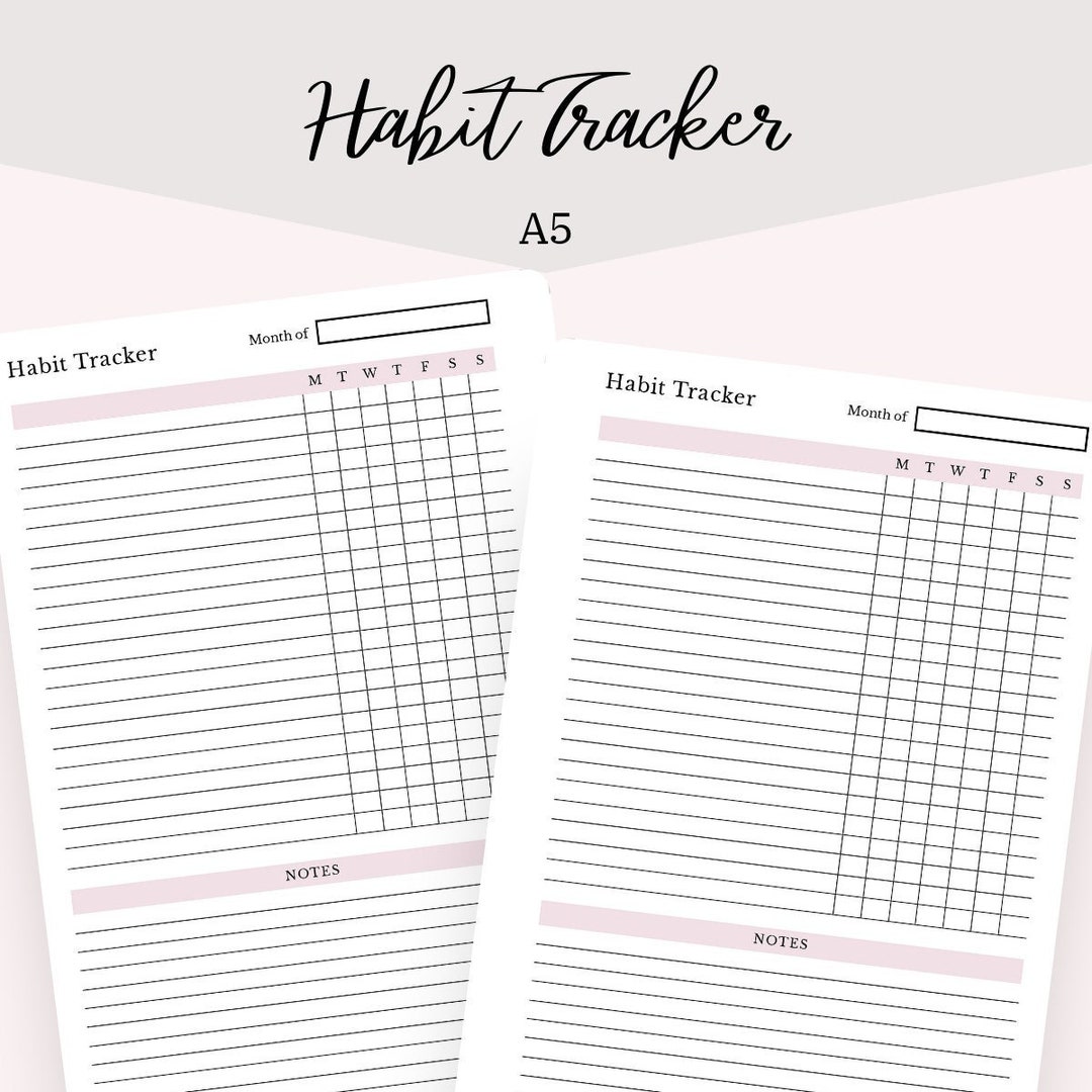 Habit Tracker A5 Printable Insert - Etsy