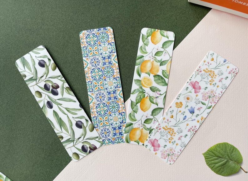 Mediterranean Bookmark Set of 4. Illustrated Italian Book Gift for ...