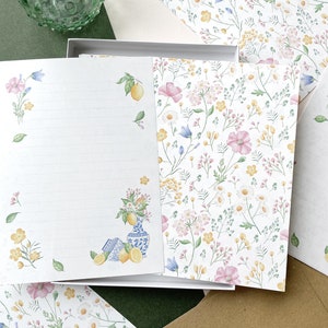A5 Wiese Briefpapier Geschenkbox Set. Mediterranes Buchstaben Set.