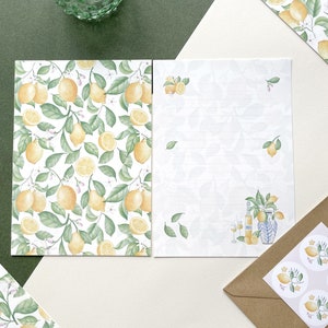 Schreibpapier Set. Mediterrane Zitronen als Set.