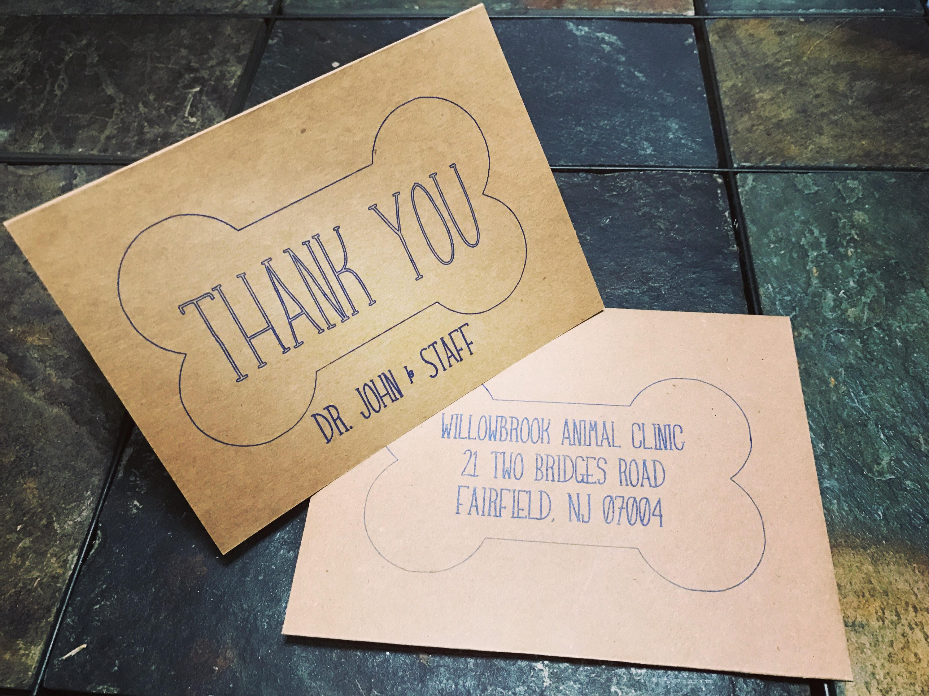 Thank you card dog bone card custom card personalized dog Etsy
