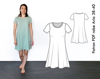 Patron De Couture Robe Tshirt Jersey Aria T36 38 Fr A4 Etsy