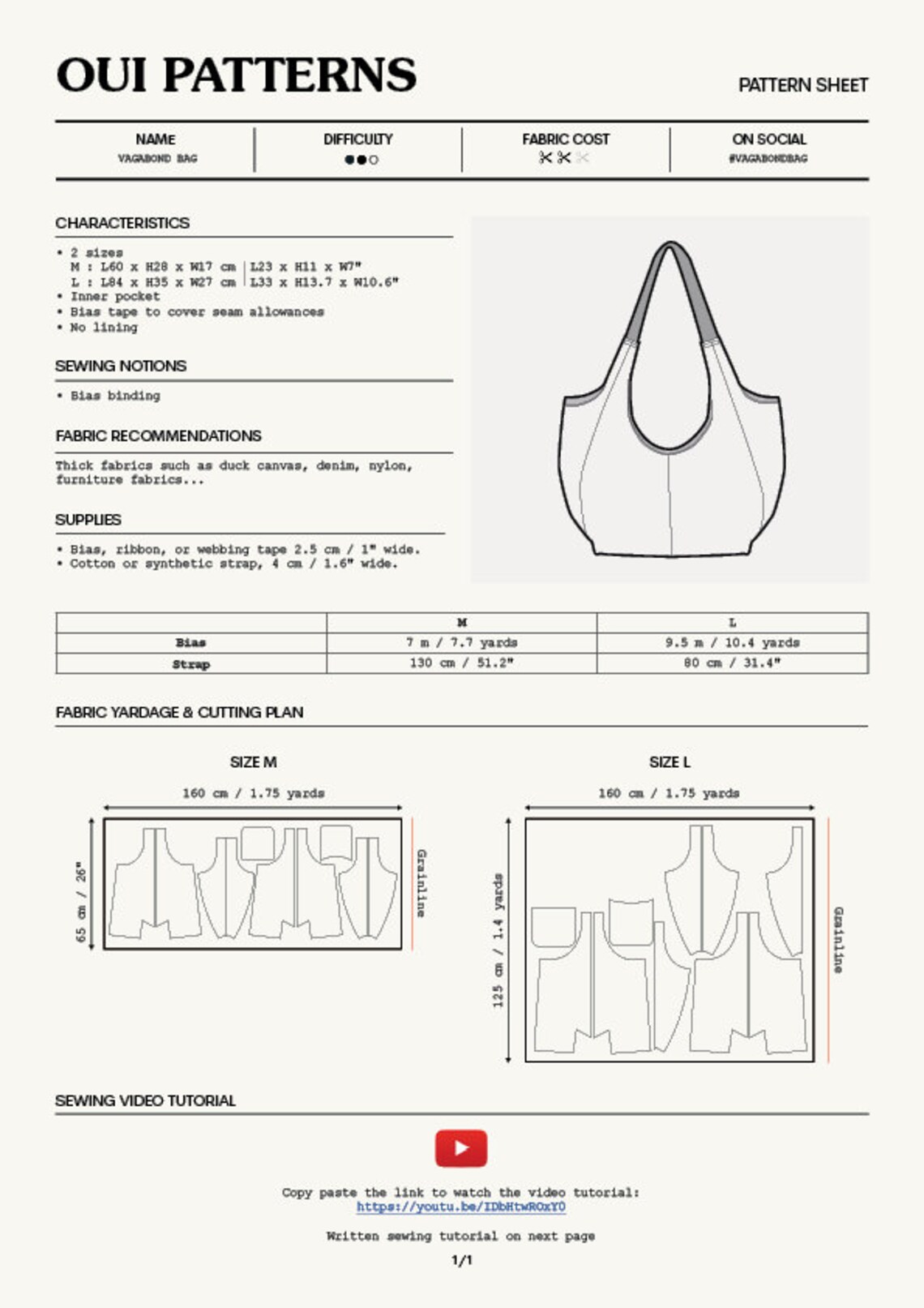 Vagabond Boho Bag 2 Sizes | PDF Sewing Pattern (french, English and ...