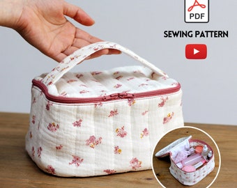 Cute and Quick Toiletry Makeup Bag DIY | PDF sewing pattern (French, English, German) | Video Tutorial