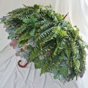 Leafy Greens Umbrella - Plant Umbrella, Custom, Festival Gear, Unique Photo Shoot Accessory, Bohemian Style, Nature Inspired, Ferns