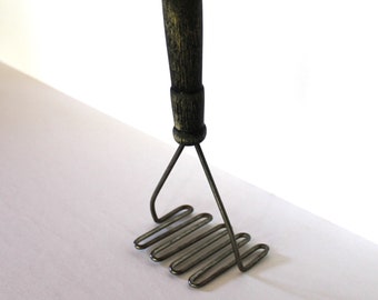 Vintage Potato Masher Real Distressed Painted Wood Handle 9" in Length