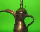 Fine Old Arabian Brass Dallah Coffee Pot - Large 16 quot Tall - Nice Condition