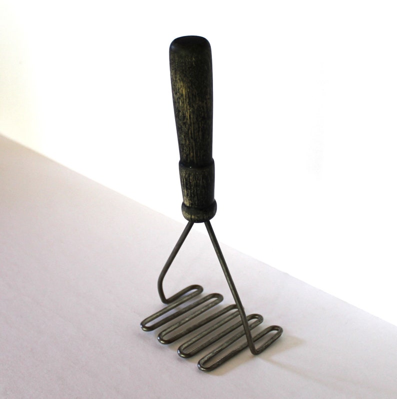 Vintage Potato Masher Real Distressed Painted Wood Handle image 1