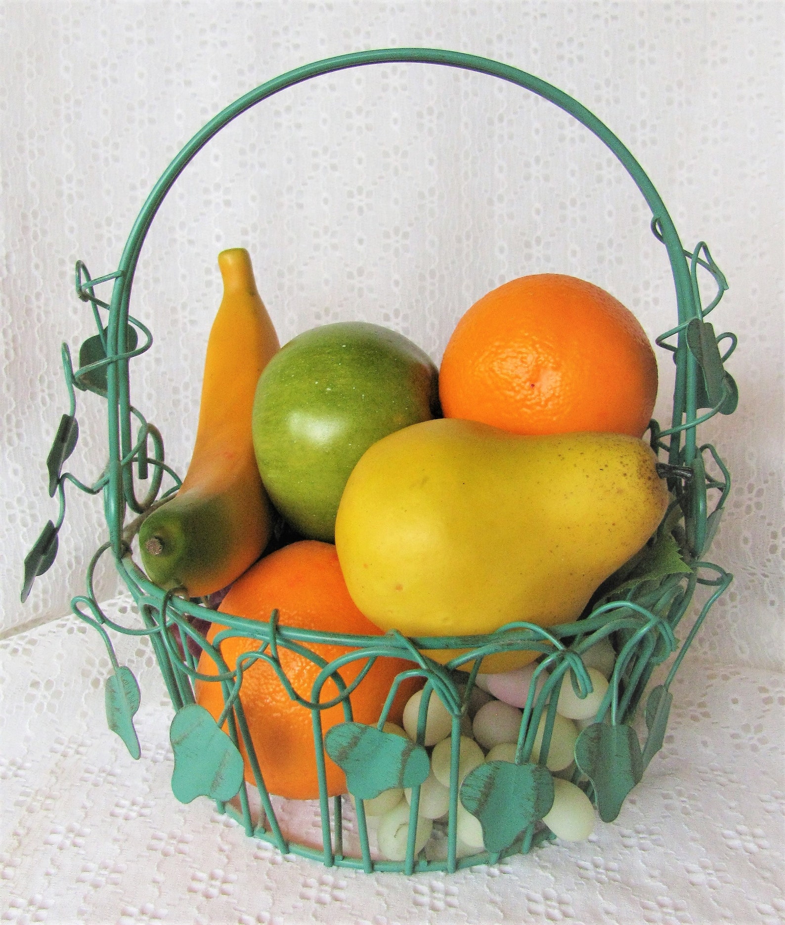 Vintage Decorative Plastic Fruit With Metal Vine Basket Etsy