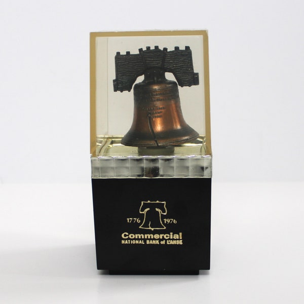 Bicentennial LIBERTY BELL 1776-1976 Commercial National Bank of L'Anse Promotional Advertising Piggy Bank