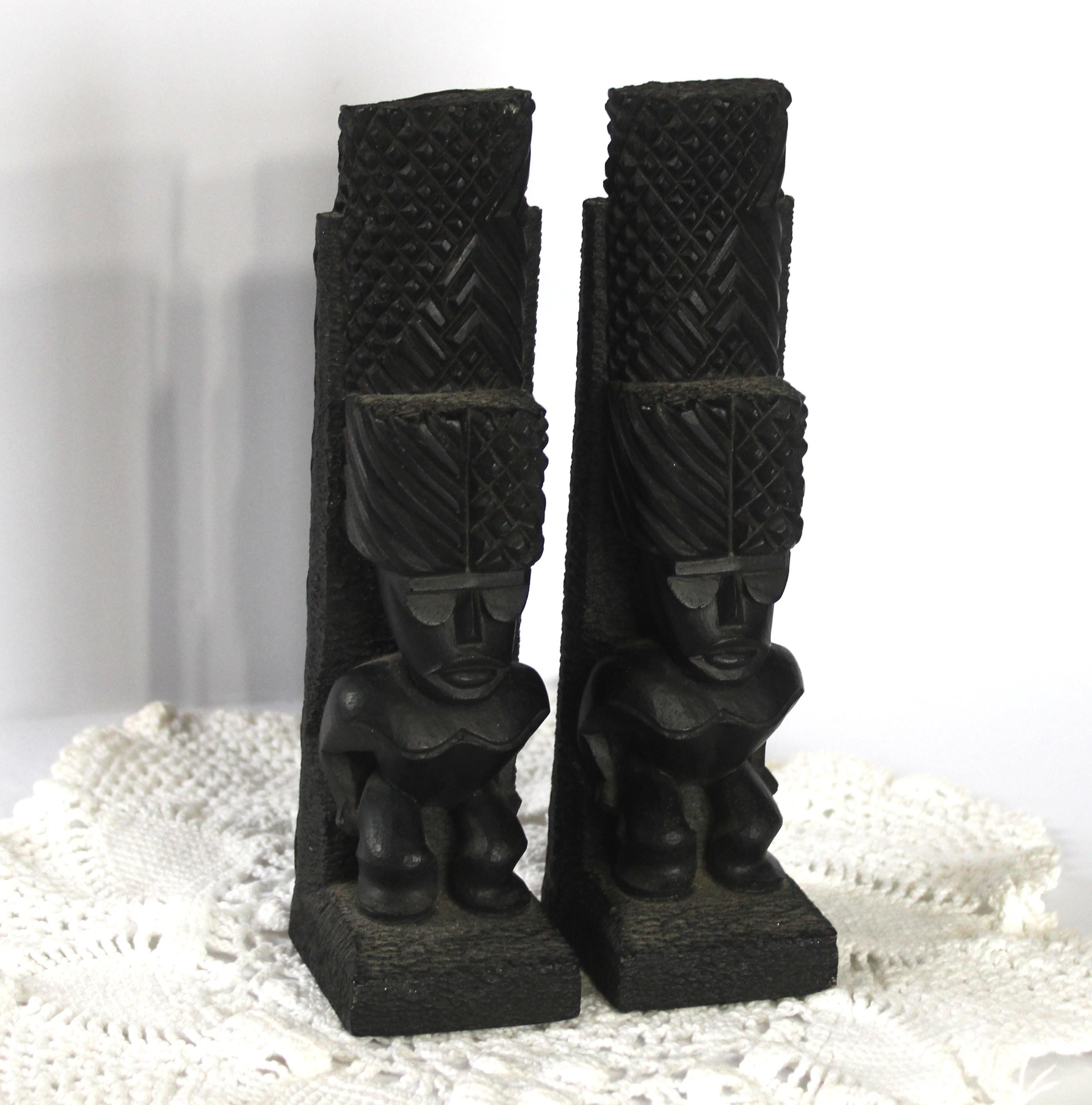 3F 【ヴィンテージ】Coco Joe's ハワイ ティキ像 置物 ALOHA Vtg. 1967 COCO JOE'S Tiki KANALOA Statues Made With Lava in Hawaii