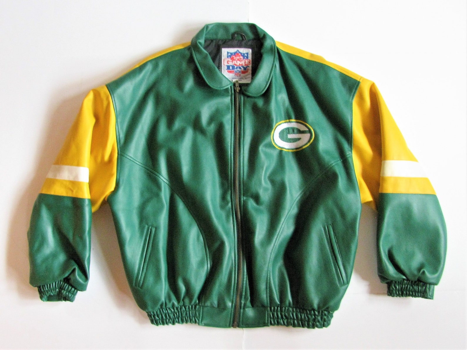 NFL Green Bay Packers Varsity Faux Leather Jacket Mens L XL | Etsy