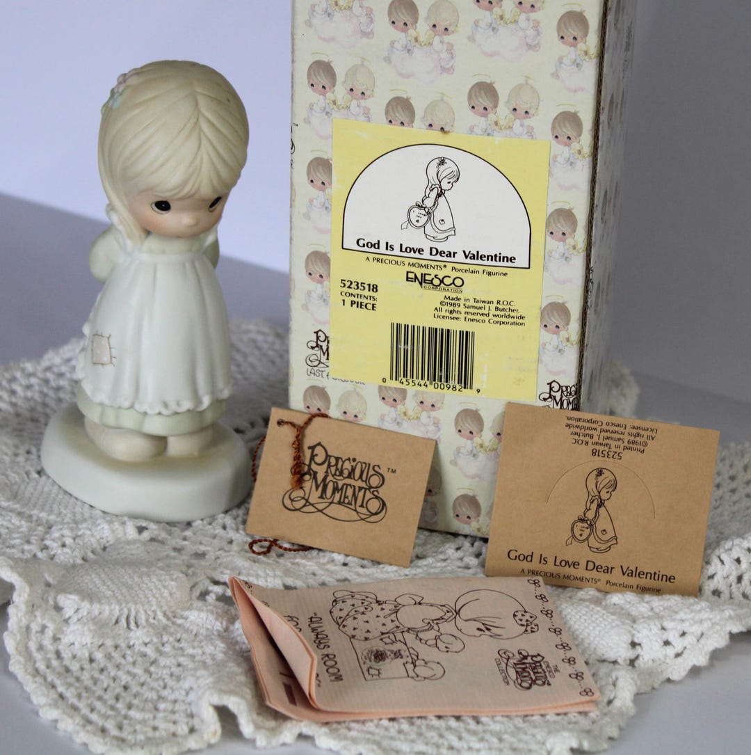 PRECIOUS MOMENTS God is Love Dear Valentine 1989 Porcelain Figurine - Etsy