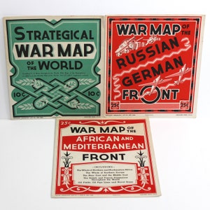 Rare WWII Geographia War Maps, Russian Front, Africa, World
