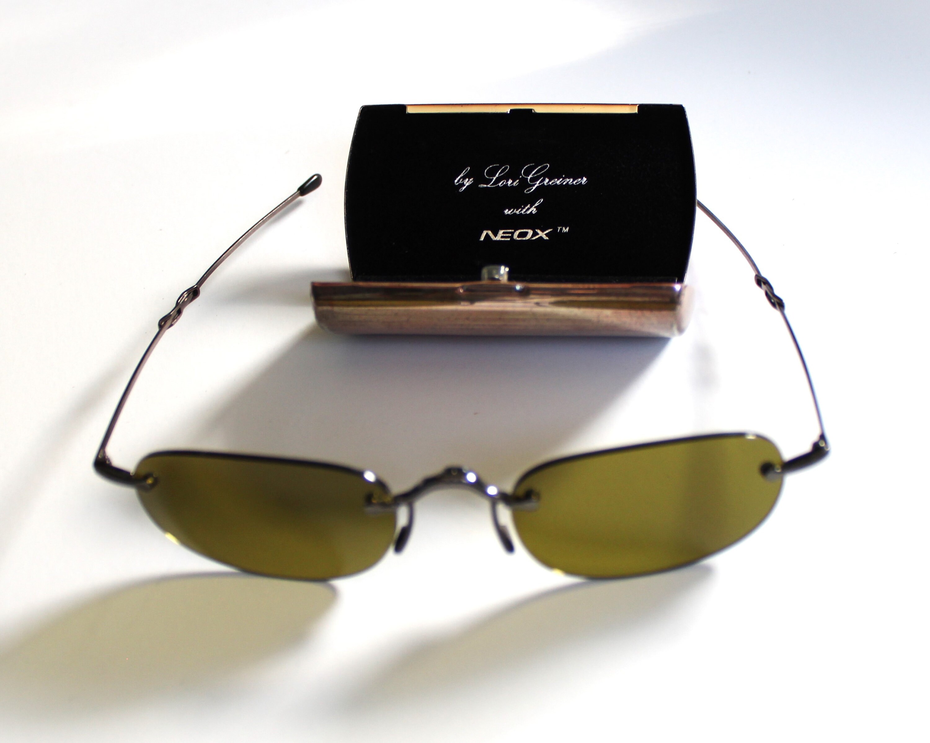 Vintage Sunglasses by Lori Greiner W/neox Green Foldable Silver