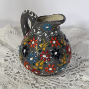 Vintage Floral Mini-Pitcher Creamer Hand Made Painted ~ Nice!