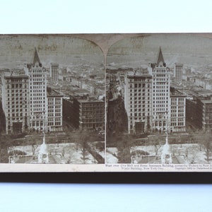 Antique 1902 NYC City Hall Stereoview Card - Underwood & Underwood