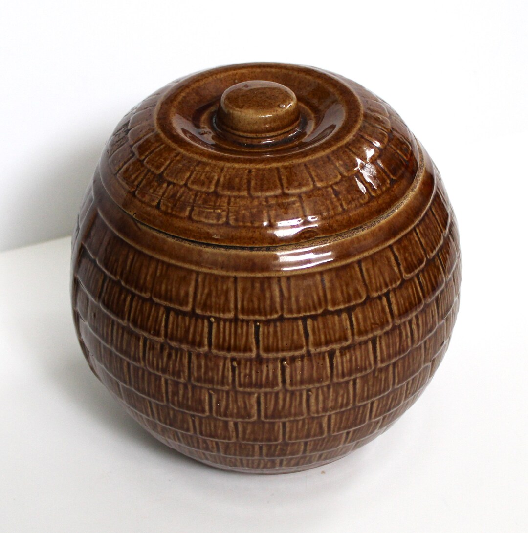 Vintage Mccoy POTTERY Brown Glazed Stoneware Cookie Jar W