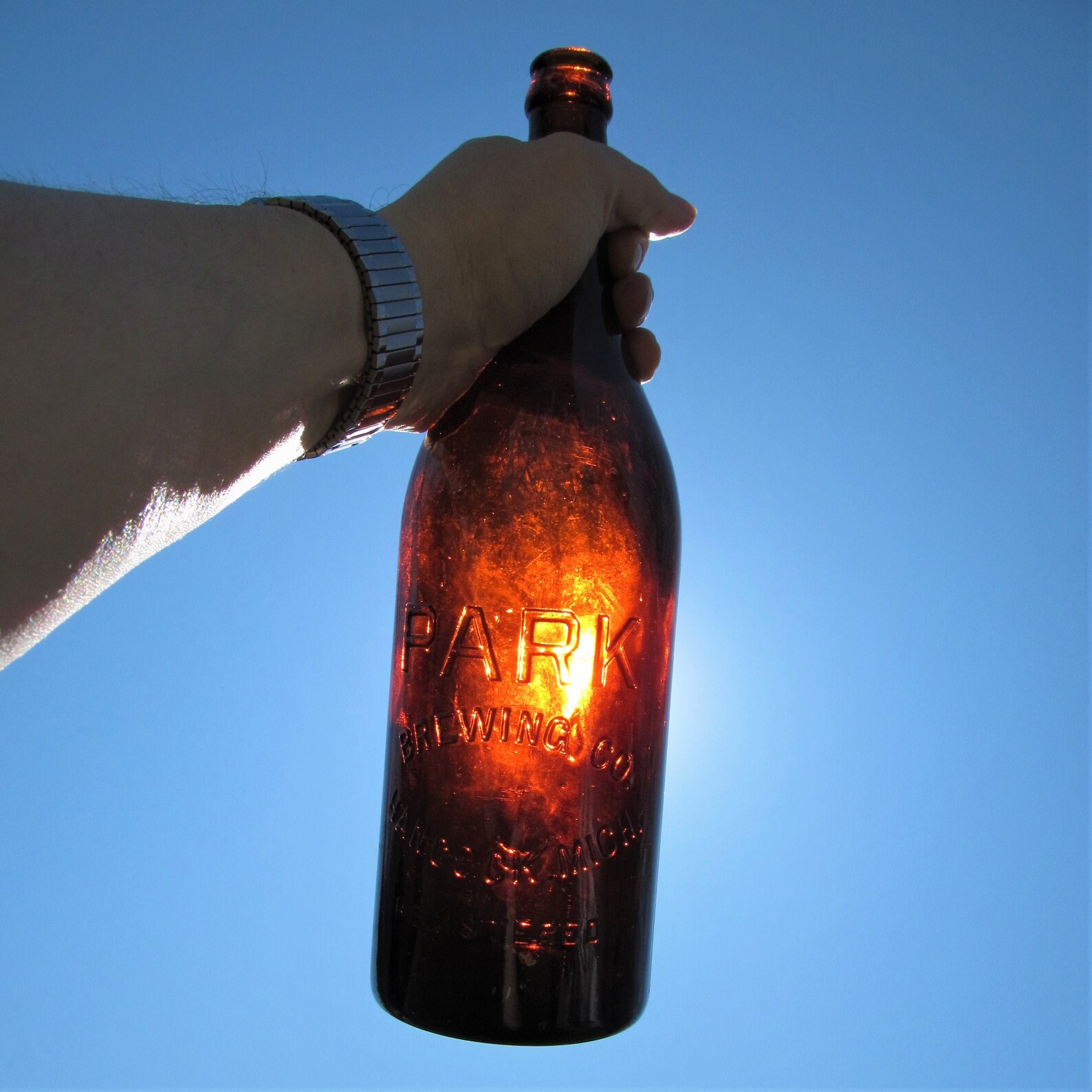 RARE Antique Amber Glass Quart Beer Bottle Park Brewing Co. Etsy