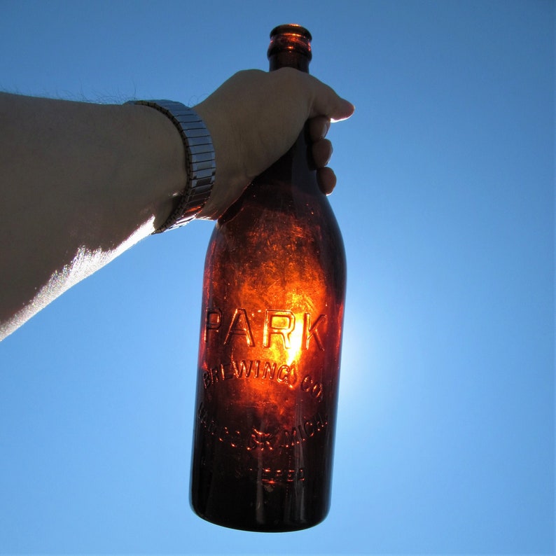 RARE Antique Amber Glass Quart Beer Bottle Park Brewing Co. Etsy
