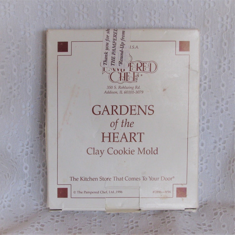 1996 The Pampered Chef Heart Shaped CLAY COOKIE MOLD Gardens Of The Heart Excellent!