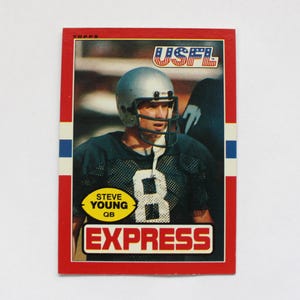 Tarjeta de fútbol americano Topps de la USFL de 1985 de Steve Young, n.° 65