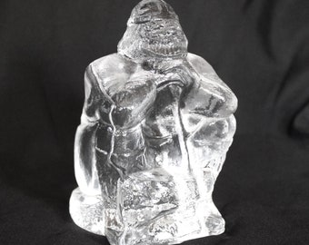 Vintage schwedische Lindshammar Glas Viking Krieger Kristall Briefbeschwerer