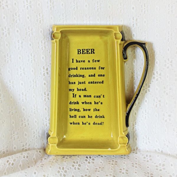 Vintage BEER "Reasons for Drinking" Ceramic Tankard Ashtray