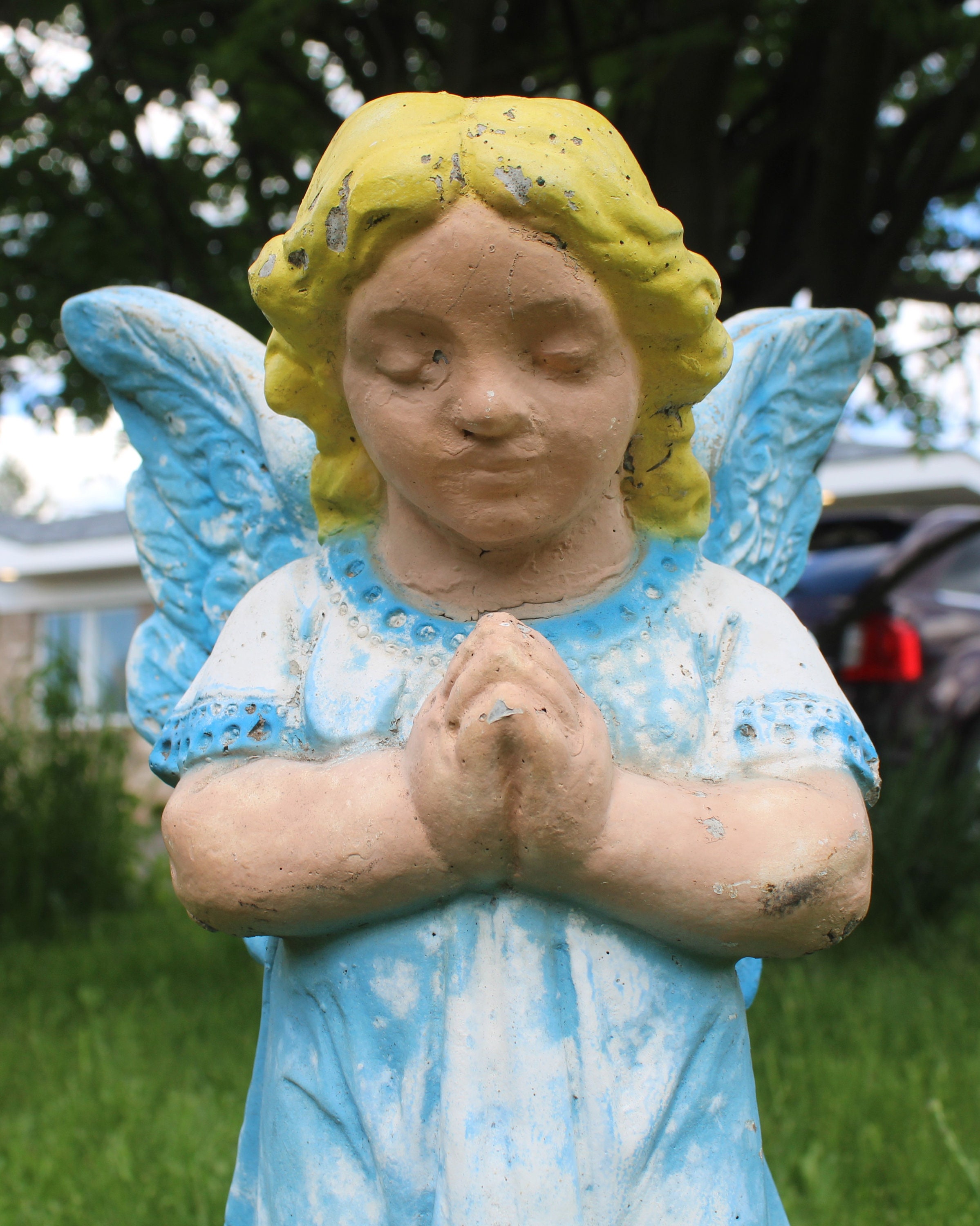 Vintage Concrete Praying Angel Cherub Garden Statue (19" X 8") - Etsy