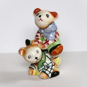 Vintage Bears Playing Leapfrog Stackable Salt & Pepper Shakers