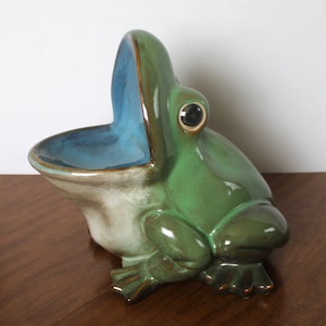 Large Garden Lawn Frog Ornament Open Mouth Birdbath/Sponge Holder ~ Nice, Rare!