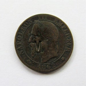 Rare Napoleon III Political Satire Stamped 1862 Cinq Centimes French Coin