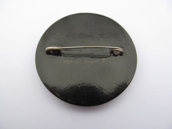 Vintage Traditional Russian Palekh Art Brooch Pin… - image 2