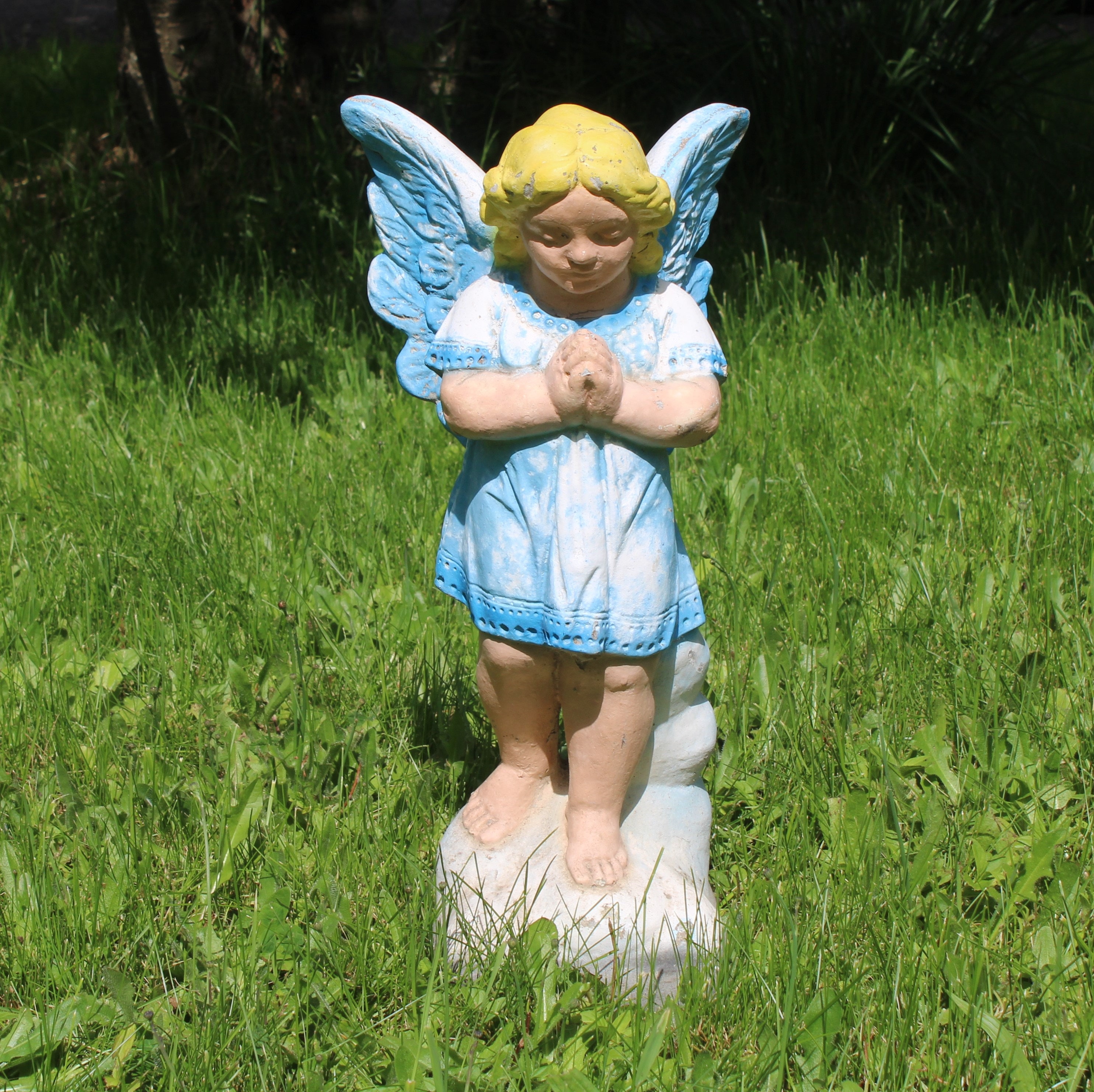 Vintage Concrete Praying Angel Cherub Garden Statue (19" X 8") - Etsy