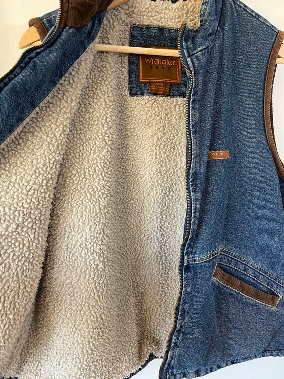 Vintage Wrangler Sherpa Lined Denim Vest - image 3