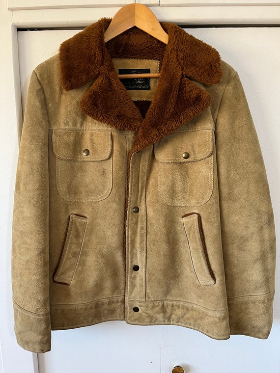 Vintage Suede Sherpa Lined Genuine Leather Jacket… - image 1