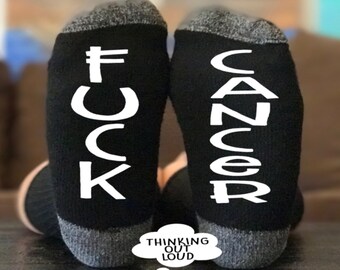 Fuck Cancer Socks-Lung Cancer-White Lettering-Gift Idea for a Cancer Survivor or Chemo Patient- Inspirational Socks- Gift for Cancer patient