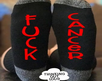 Fuck Cancer Socks -Cancer Socks- Gift Idea for a Cancer Survivor or Chemo Patient- Inspirational Socks-Gift for Cancer patient-Red Lettering