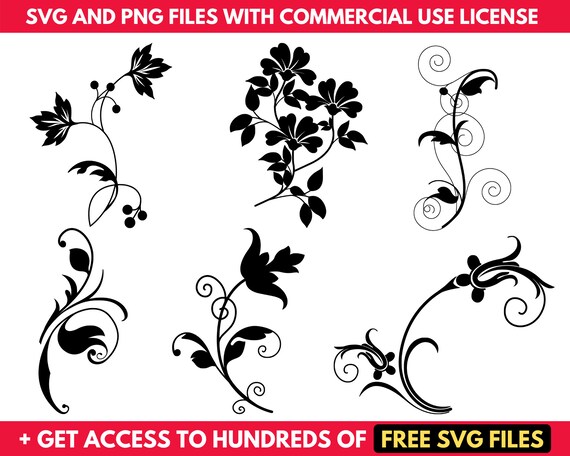 Download Flourish Svg Bundle Clipart Design Floral Flowers Decal Free Cut Files For Cricut Png