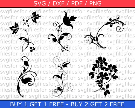 Flourish Svg Bundle Clipart Dxf Design Floral Flowers Decal Etsy