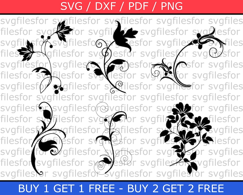 Download Flourish Svg Bundle Clipart Dxf design Floral Flowers Decal | Etsy