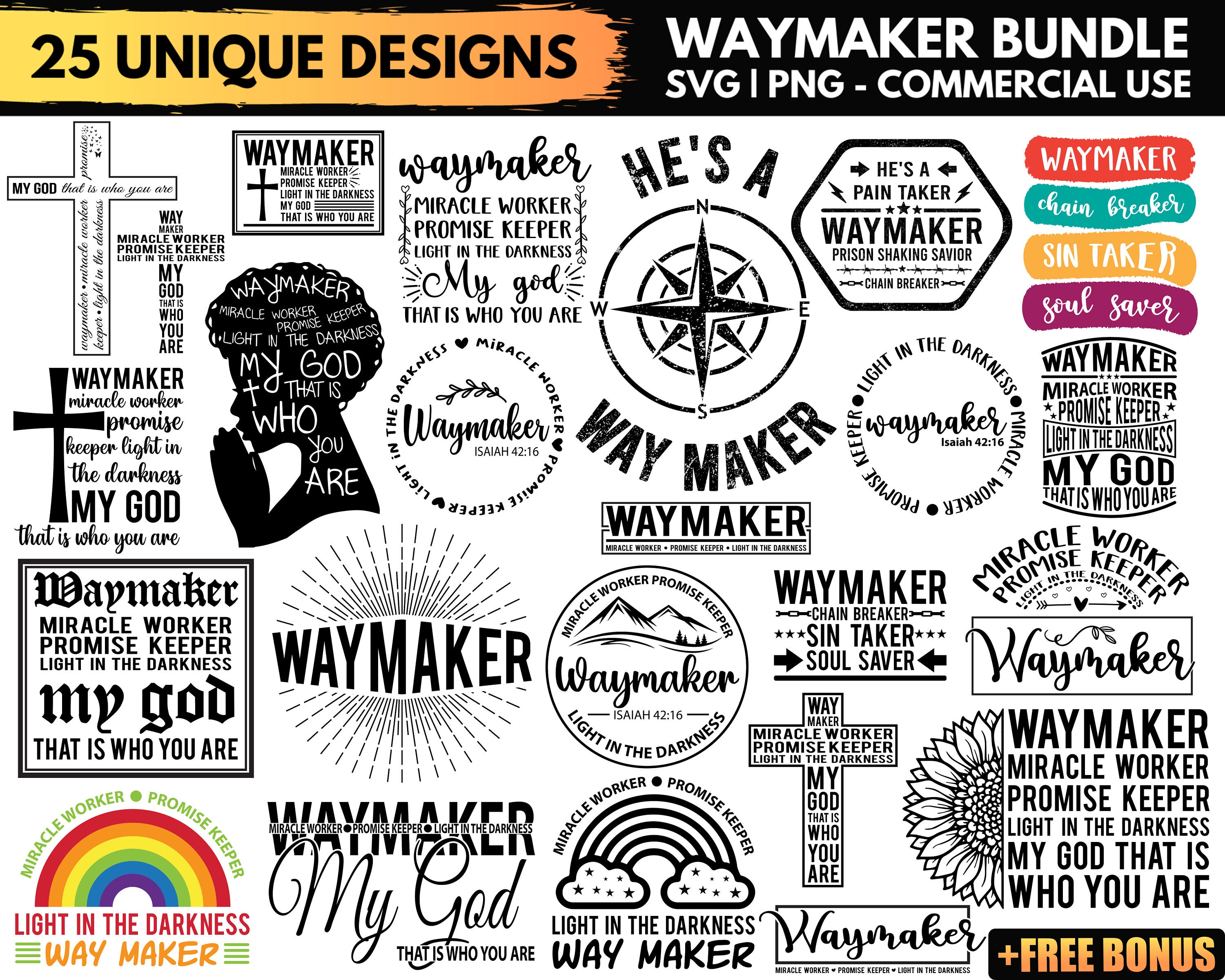 White Waymaker Rainbow Svg Bundle Shirt Png Files