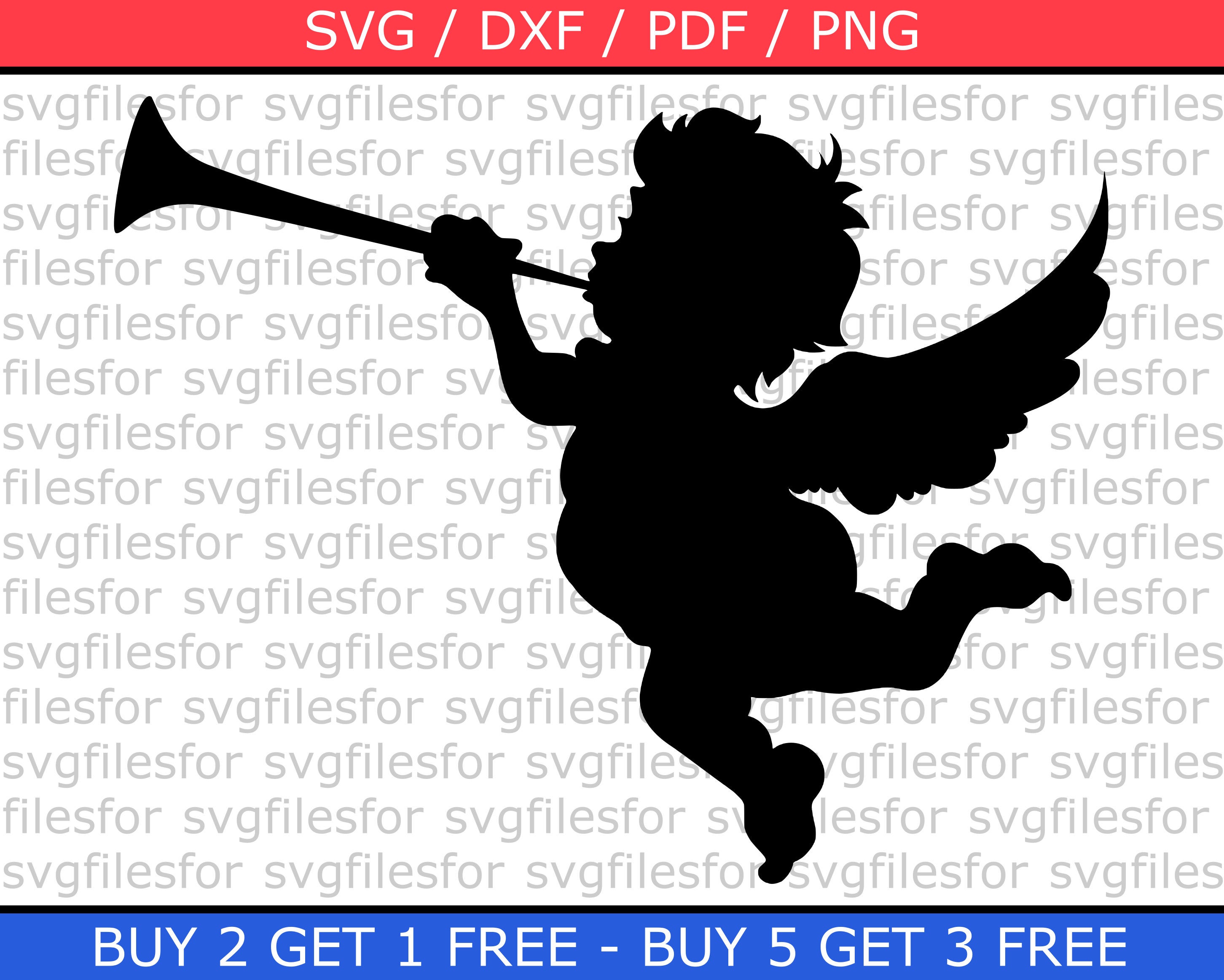 Download Angel Christmas SVG file Cupid with trumpet Clipart Free ...